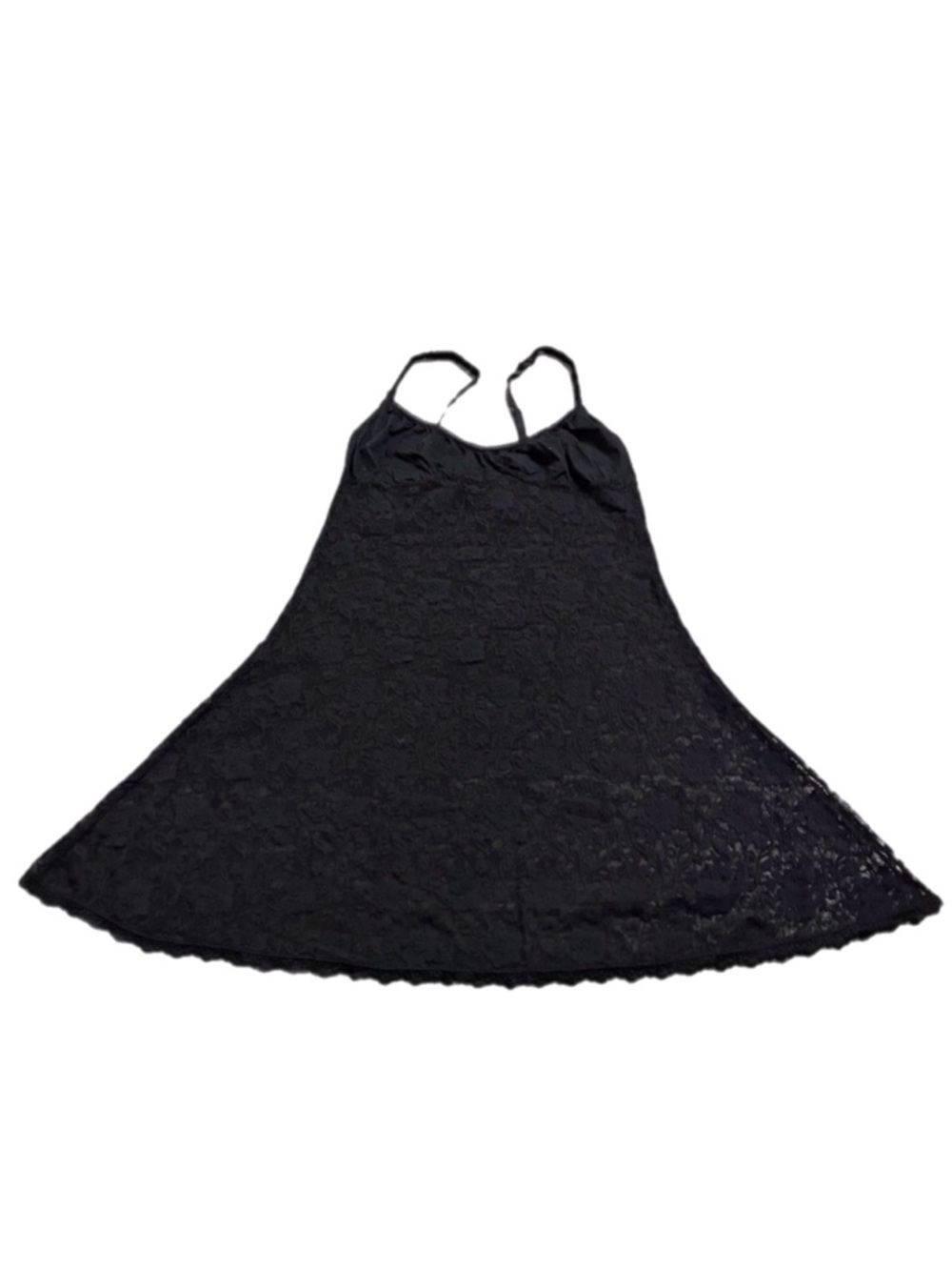 90s/Y2K European Vintage Port Louis Floral Lace Mini Slip Dress Black Size Small
